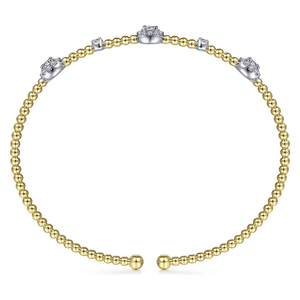 Gabriel 14K White-Yellow Gold Bujukan Beaded Diamond Cluster Station Bracelet