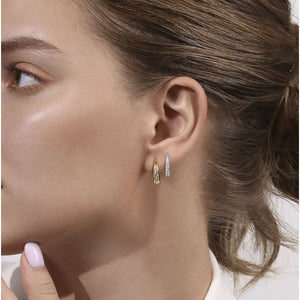 Gabriel 14K White-Yellow Gold Diamond Easy Stackable Huggie Earrings
