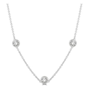 14K White Gold Bezel 2cttw Diamond Station Necklace