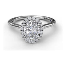 Load image into Gallery viewer, Fana 14K White Gold and Diamond Oval Halo Engagement Ring
