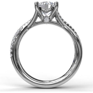 Fana 14K White Gold and Diamond Alternating Twist Band Engagement Ring