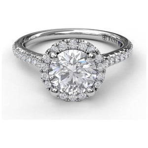 Fana 14K White Gold and Diamond Classic Round Halo Engagement Ring
