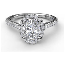 Load image into Gallery viewer, Fana 14K White Gold and Diamond Classic Oval Halo Engagement Ring
