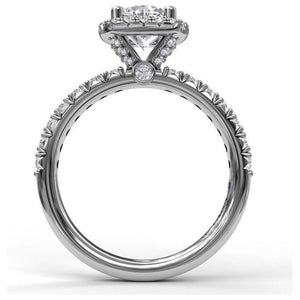 Fana 14K White Gold and Diamond Classic Cushion Halo Engagement Ring