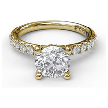 Load image into Gallery viewer, Fana 14K Yellow Gold Classic Pave Round Cut Engagement Ring
