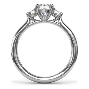 Fana 14K White Gold Petite 3 Stone Diamond Engagement Ring