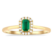 Load image into Gallery viewer, 10K Yellow Gold Emerald and Diamond Halo Ring
