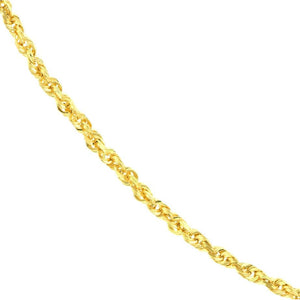 14K Yellow Gold 1.56mm Diamond Cut Rope Chain