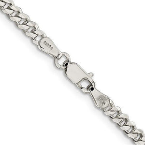 Sterling Silver Rhodium Plated 3.5mm Curb Chain