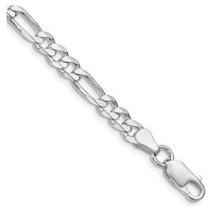 Sterling Silver Rhodium Plated 5.25mm Figaro Chain