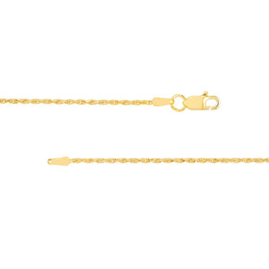 14K Yellow Gold 1.05mm Diamond Cut Rope Chain