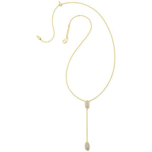 Kendra Scott Grayson Gold Y-Necklace in White CZ