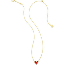 Load image into Gallery viewer, Kendra Scott Ari Heart Gold Necklace in Red Opalescent Resin
