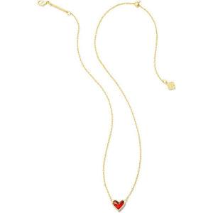 Kendra Scott Ari Heart Gold Necklace in Red Opalescent Resin