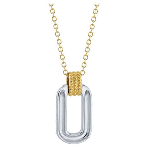 14K Yellow & White Gold Diamond Paperclip Necklace