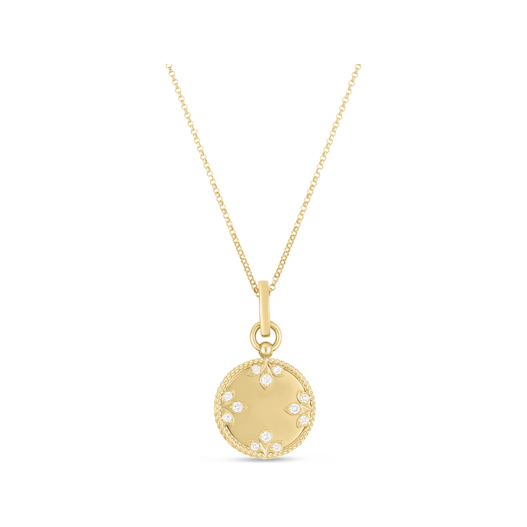 Roberto Coin 18K Yellow Gold Medallion Small Charm Diamond Necklace