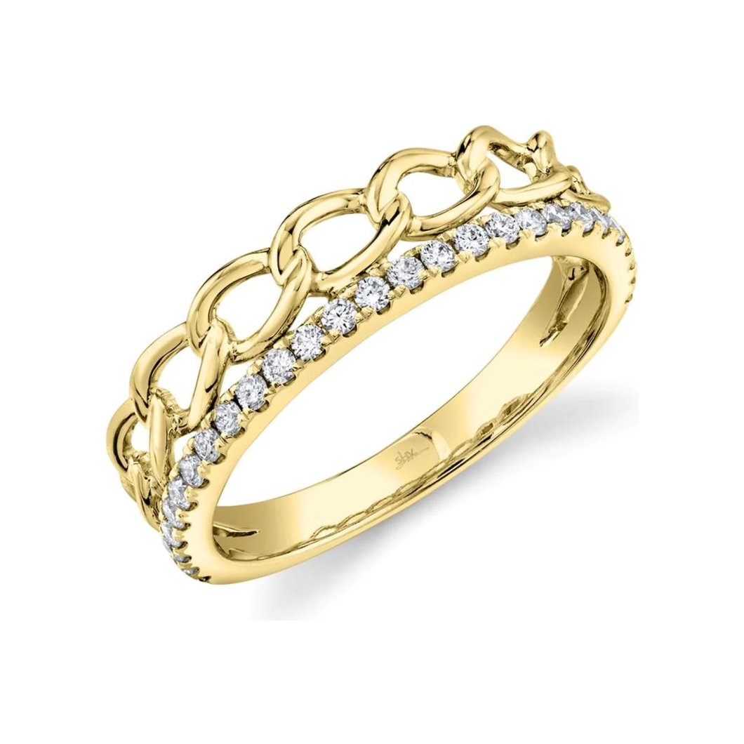 14K Yellow Gold Diamond Stackable Link Fashion Band