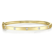 Load image into Gallery viewer, 14K Yellow Gold Diamond Flush Bangle
