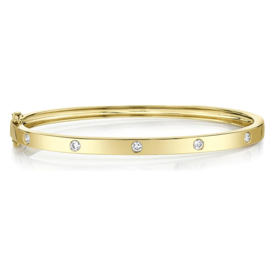 14K Yellow Gold Diamond Flush Bangle