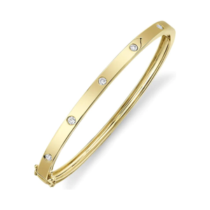 14K Yellow Gold Diamond Flush Bangle