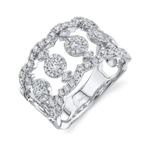 Load image into Gallery viewer, 14K White Gold Diamond Scalloped Wide Fashion Ring
