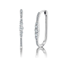 Load image into Gallery viewer, 14K White Gold Diamond Oval Hoop Earrings
