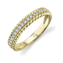 Load image into Gallery viewer, 14K Yellow Gold Diamond Rope Edge Band
