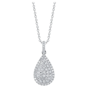 14K White Gold Pear Cluster Diamond Necklace
