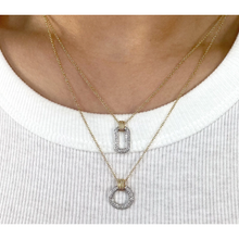 Load image into Gallery viewer, 14K White-Yellow Gold Open Circle Diamond Necklace
