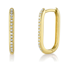 Load image into Gallery viewer, 14K Yellow Gold Diamond Oval Huggie Earrings
