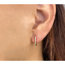 Load image into Gallery viewer, 14K Yellow Gold Diamond Oval Huggie Earrings
