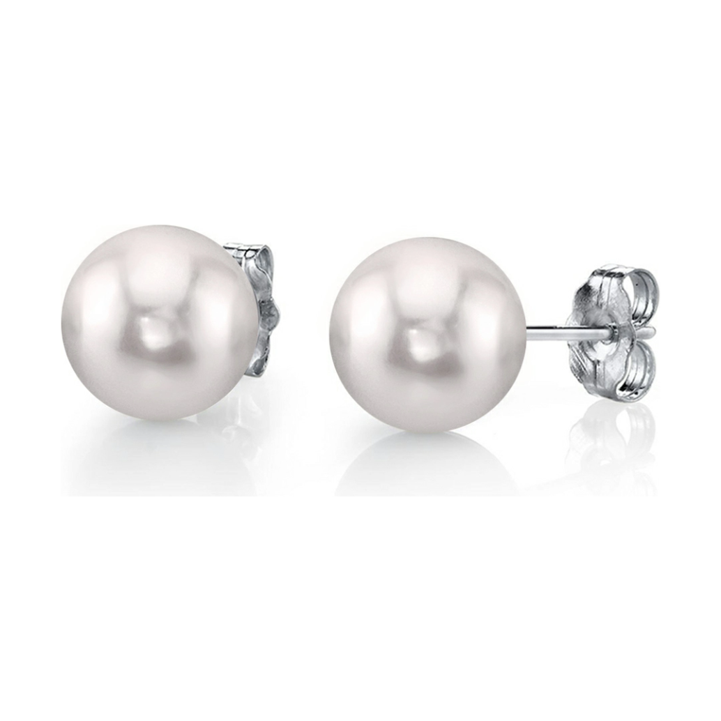 14K White Gold Cultured Pearl Stud Earrings