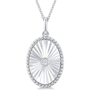 Sterling Silver Oval Diamond Medallion Pendant