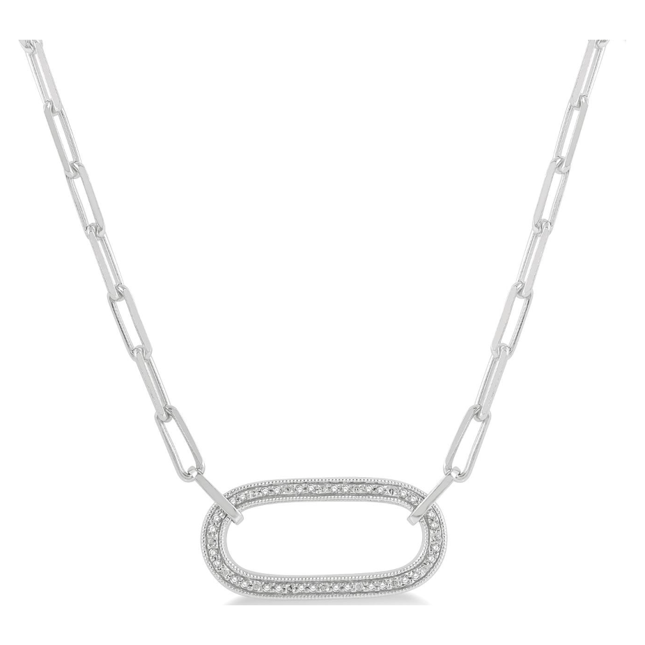 Sterling Silver Diamond Paperclip Link Necklace
