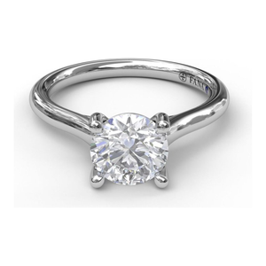 Fana 14k White Gold and Diamond Round Solitaire Engagement Ring