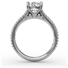 Load image into Gallery viewer, Fana 14K White Gold and Diamond Three Row Oval Engagement Ring
