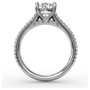 Fana 14K White Gold and Diamond Three Row Oval Engagement Ring