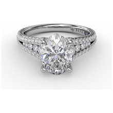 Load image into Gallery viewer, Fana 14K White Gold and Diamond Three Row Oval Engagement Ring
