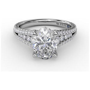 Fana 14K White Gold and Diamond Three Row Oval Engagement Ring