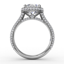 Load image into Gallery viewer, Fana 14K White Gold Pave Diamond Round Halo Engagement Ring
