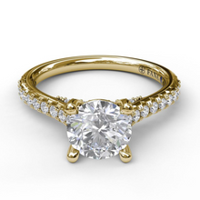 Load image into Gallery viewer, Fana 14K Yellow Gold and Diamond Straight Row Delicate Engagement Ring
