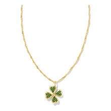 Load image into Gallery viewer, Kendra Scott Gold Clover Necklace in Green Crystal
