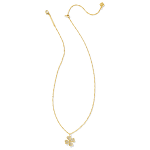 Kendra Scott Gold Clover Necklace in White Crystal