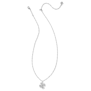 Kendra Scott Silver Clover Necklace in White Crystal