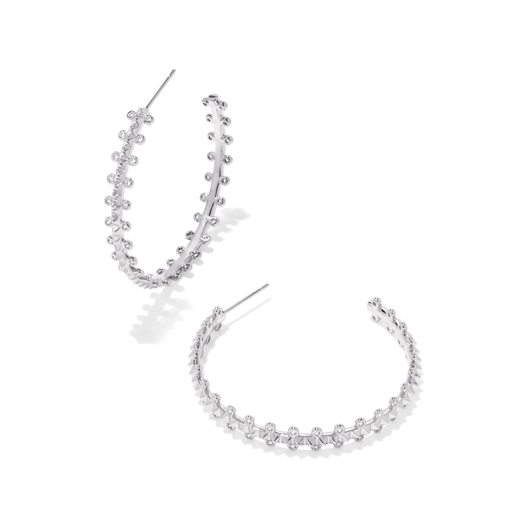 Kendra Scott Silver Jada Hoops in White Crystal