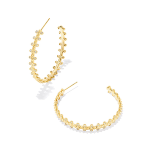 Kendra Scott Gold Jada Hoops in White Crystal