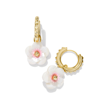 Load image into Gallery viewer, Kendra Scott Gold Deliah Huggies in Iridescent Pink White Mix
