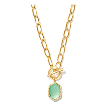 Load image into Gallery viewer, Kendra Scott Gold Daphne Link Chain Necklace in Light Green Mother of Pearl
