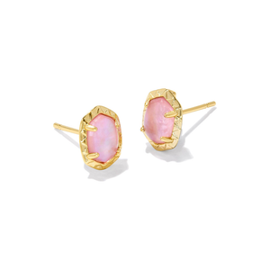 Kendra Scott Gold Daphne Stud Earrings in Light Pink Iridescent Abalone