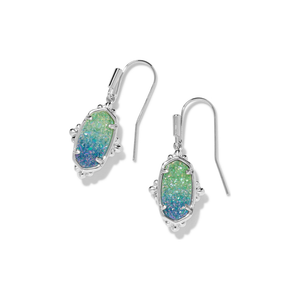 Kendra Scott Silver Lee Petal Frame Drop Earrings in Aqua Ombre Drusy